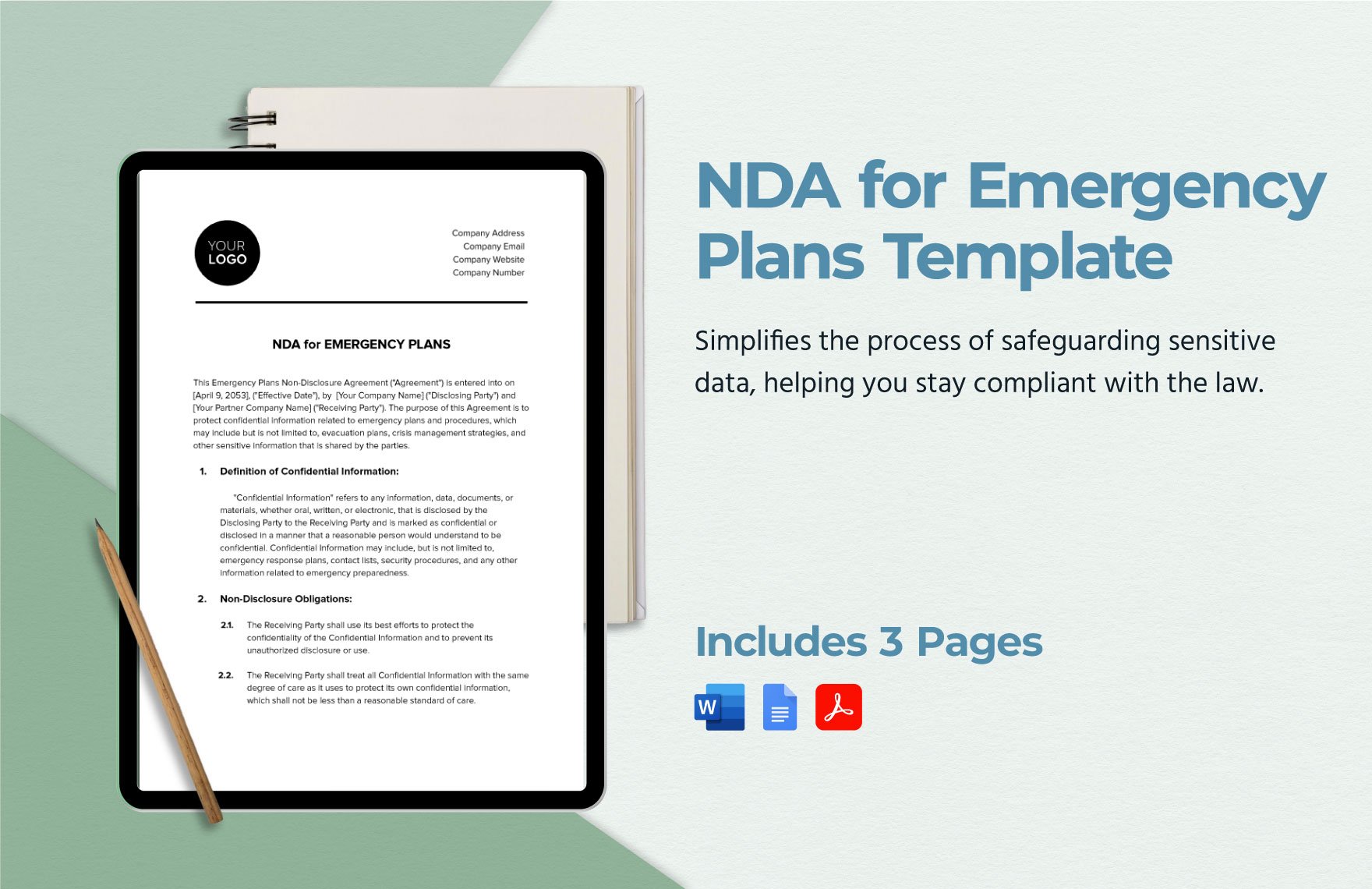 NDA for Emergency Plans Template in Word, Google Docs, PDF