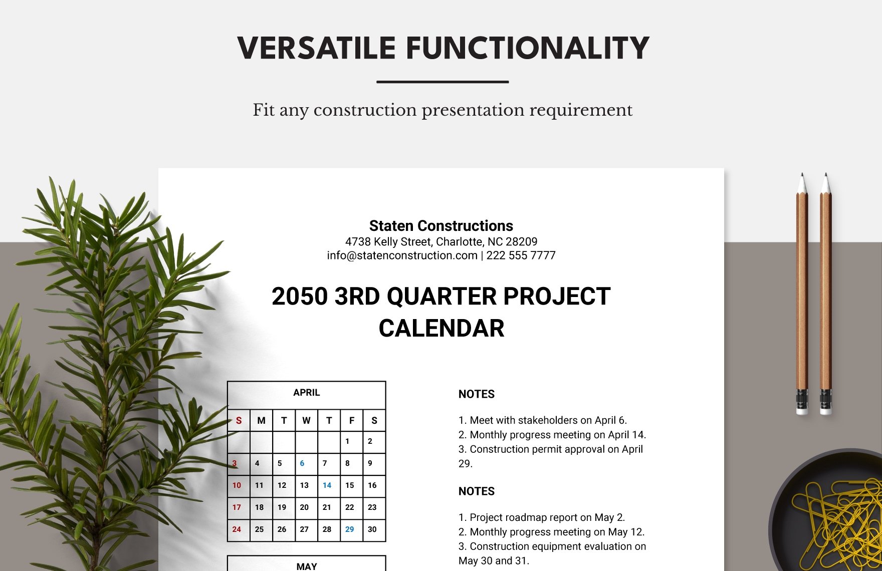 Project Planning Calendar Template