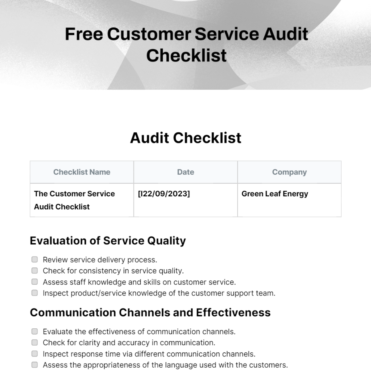 FREE Audit Checklist - Edit Online & Download | Template.net