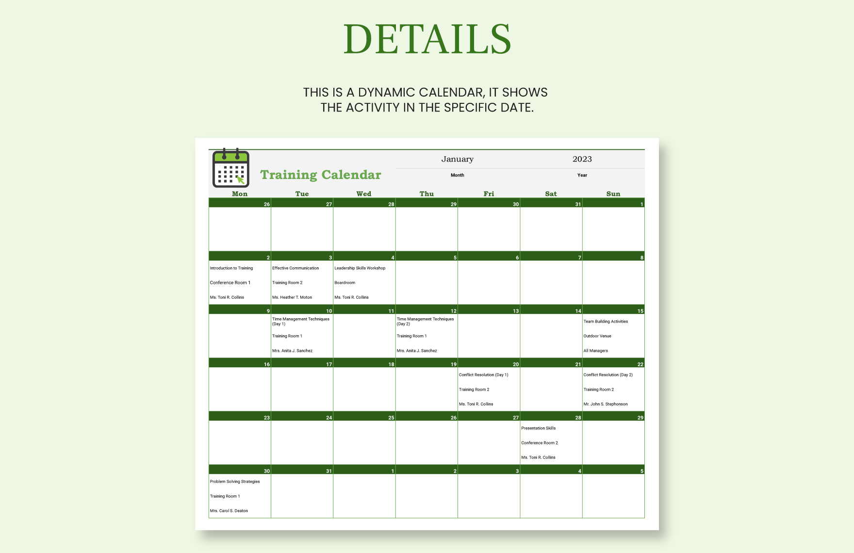 Training Calendar Template Download in Word, Google Docs, Excel