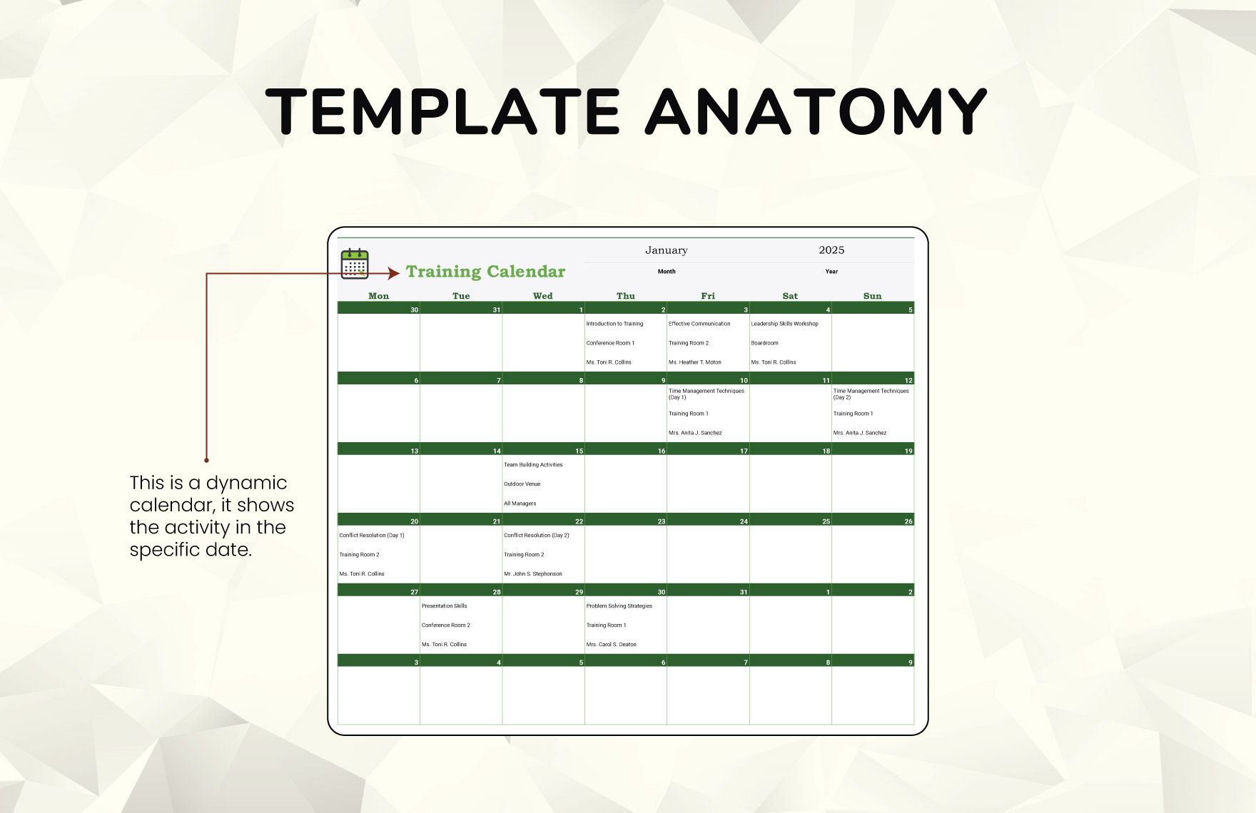 Training Calendar Template