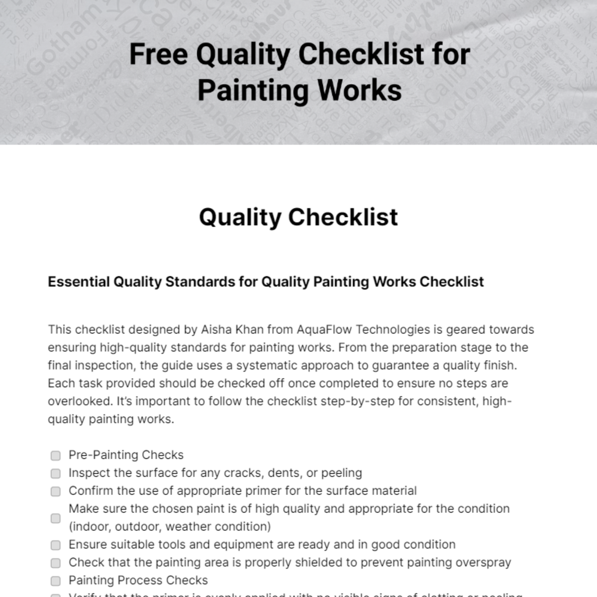 FREE Quality Checklist - Edit Online & Download | Template.net