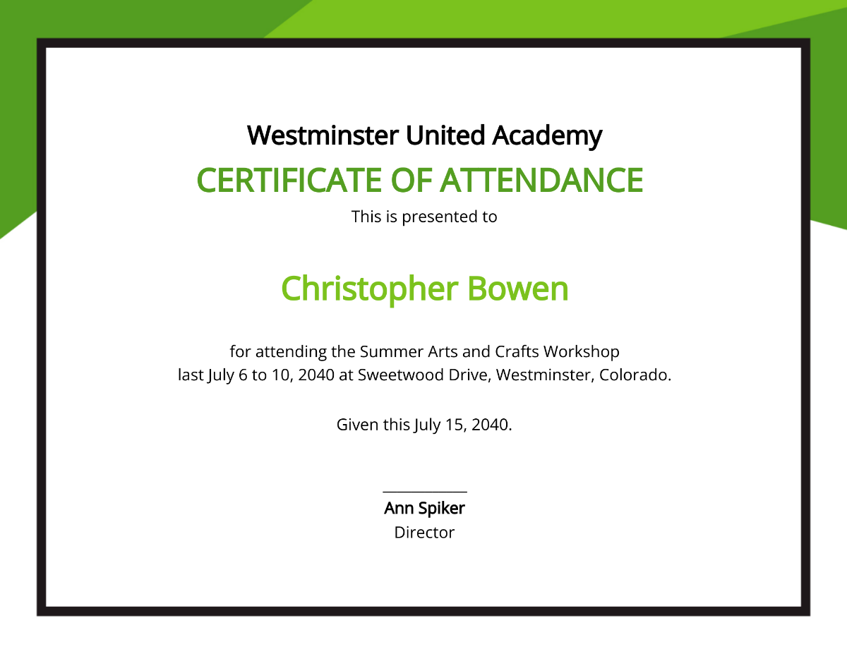 Workshop Attendance Certificate Template