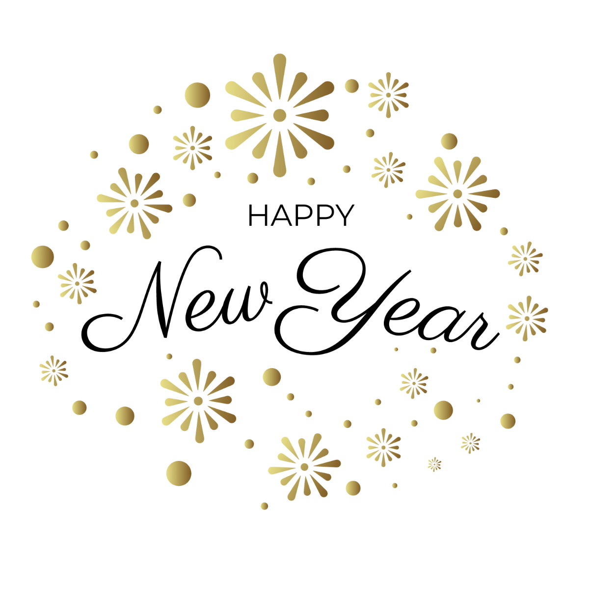 Black and Gold New Year Clipart Template