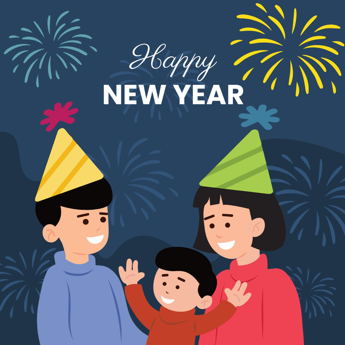 Family New Year Clipart Template