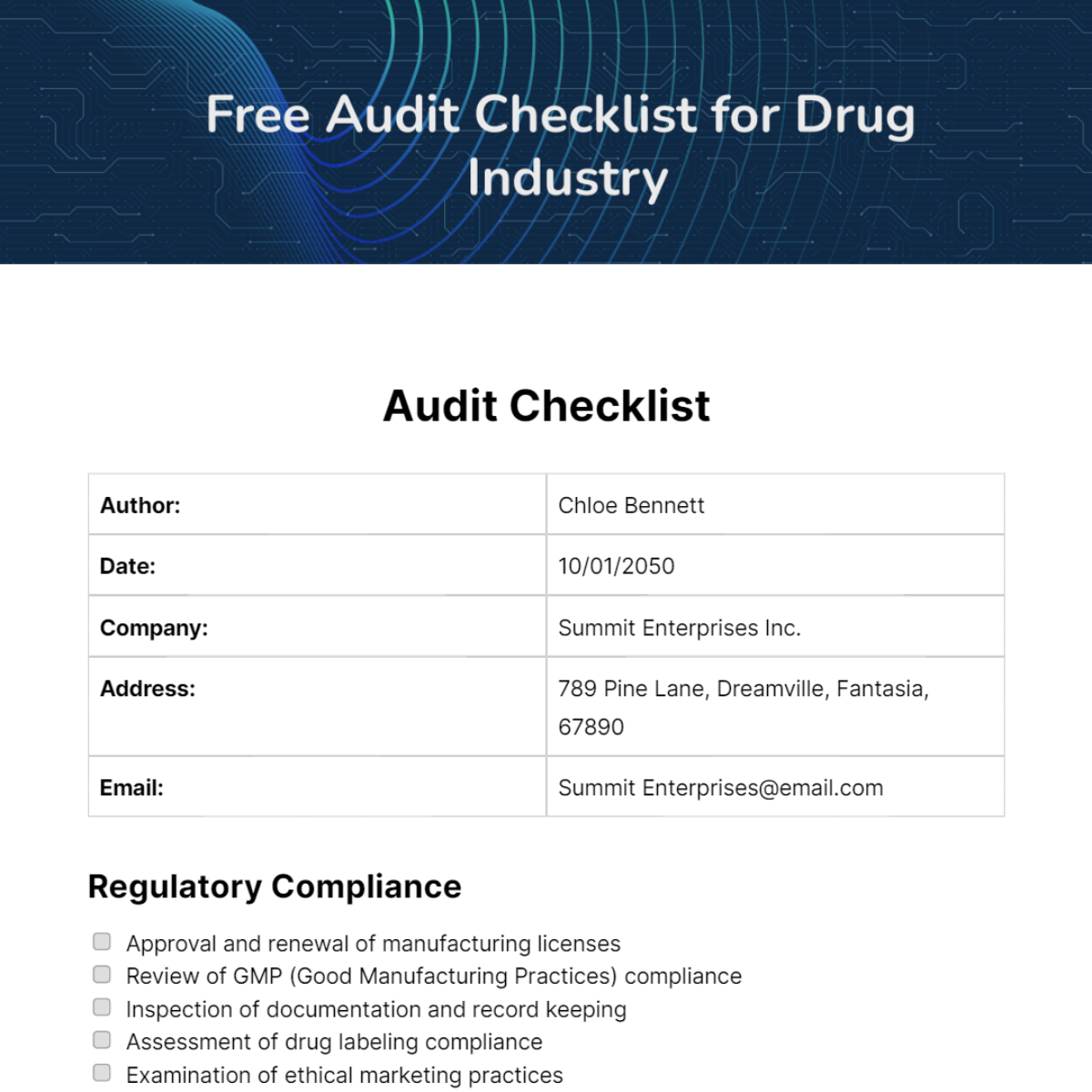 FREE Audit Checklist Edit Online & Download