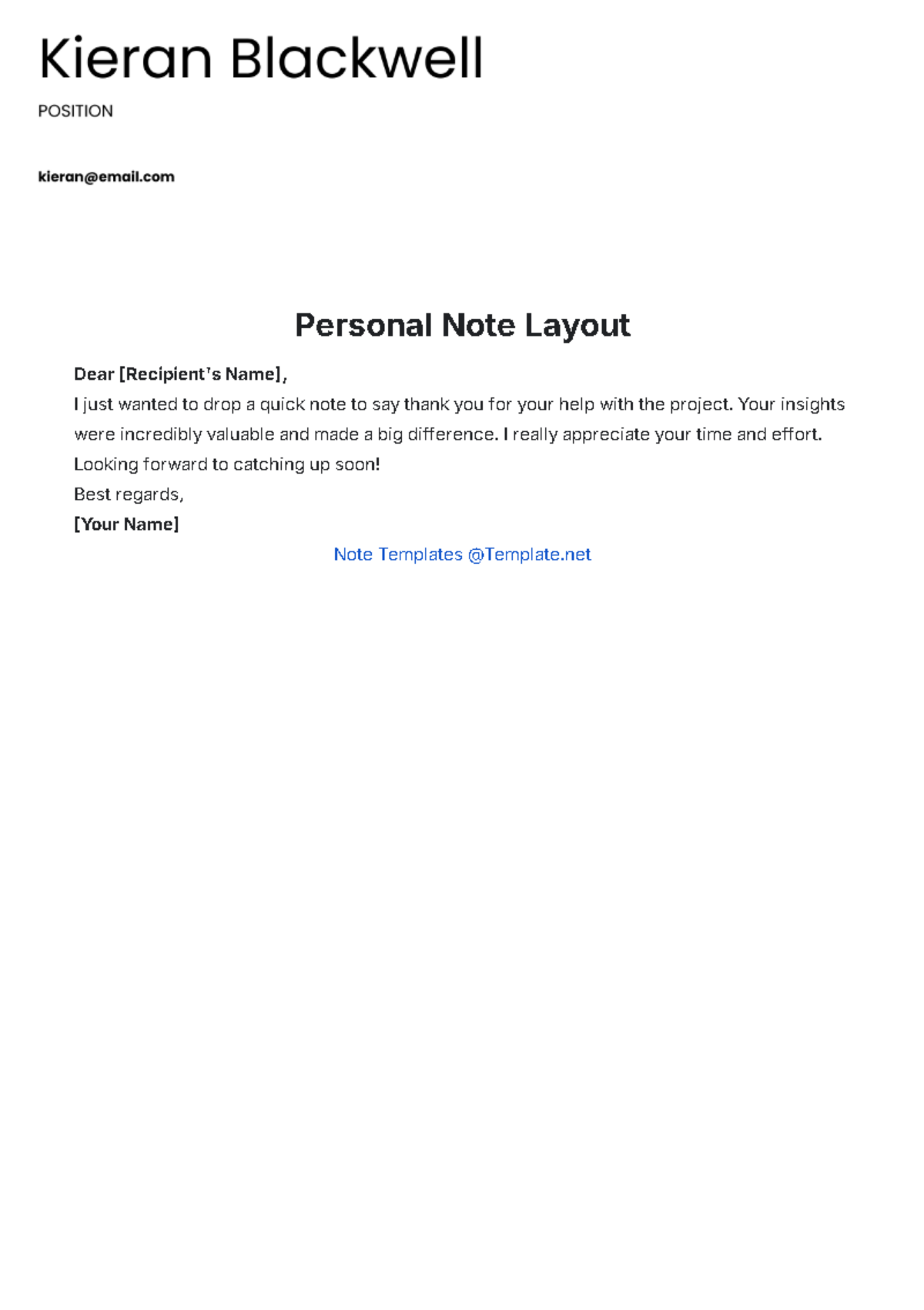 Personal Note Layout Template - Edit Online & Download