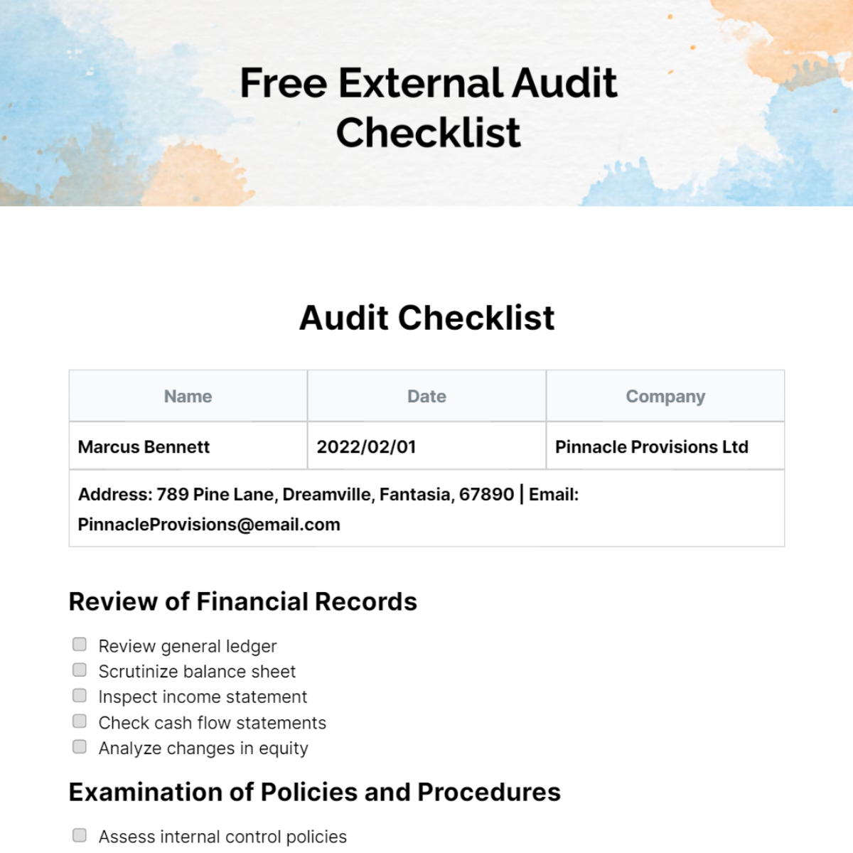 Free Audit Checklist Templates & Examples - Edit Online & Download 