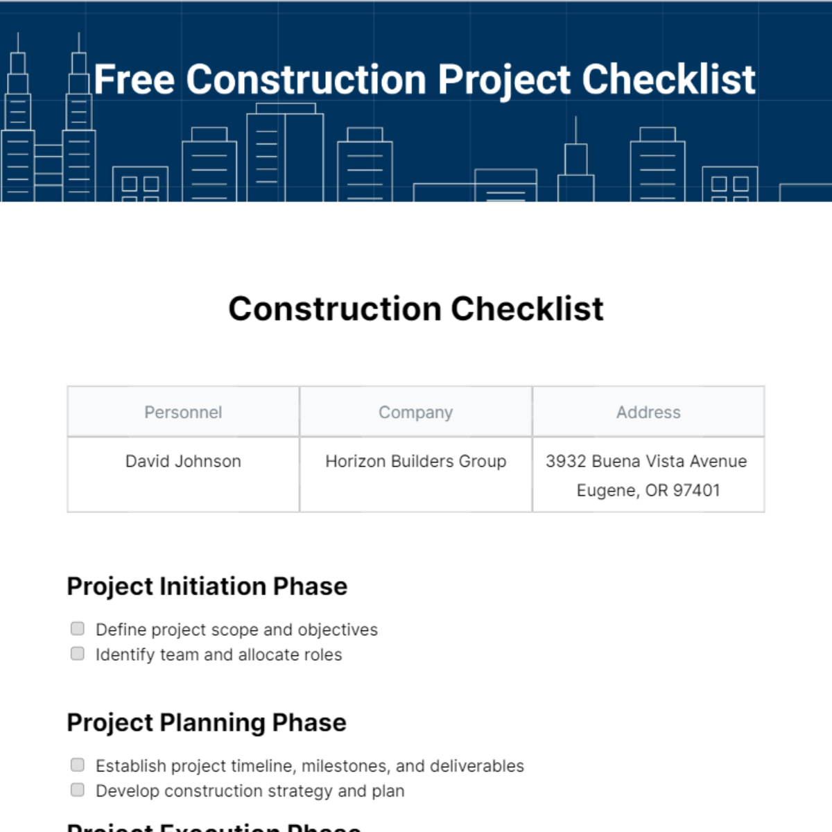 FREE Construction Checklist - Edit Online & Download | Template.net