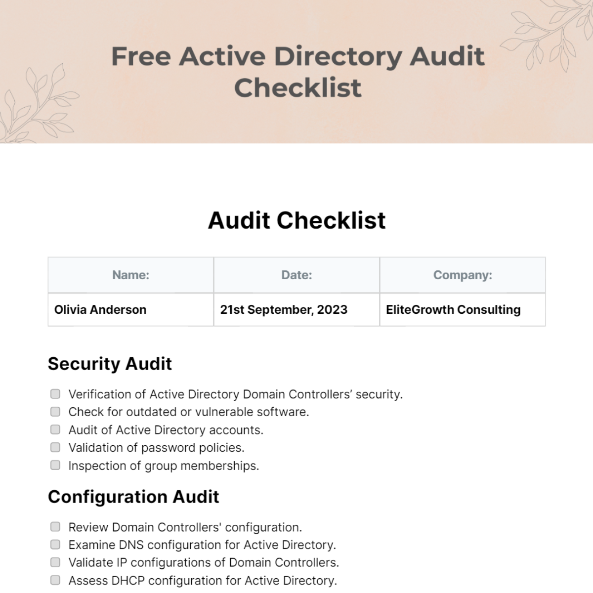 FREE Audit Checklist - Edit Online & Download | Template.net