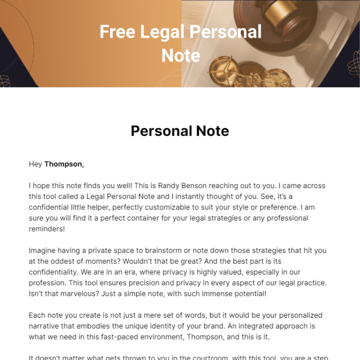 Legal Personal Note Template