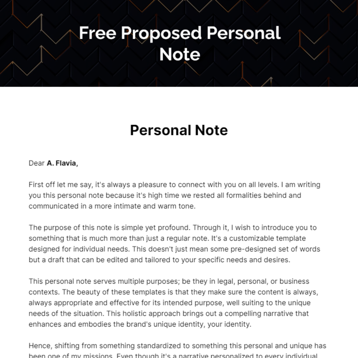 Proposed Personal Note Template