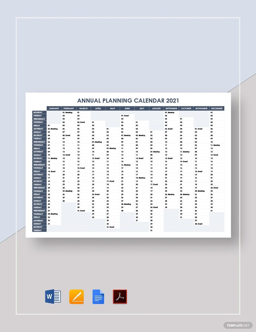 Annual Planning Calendar Template