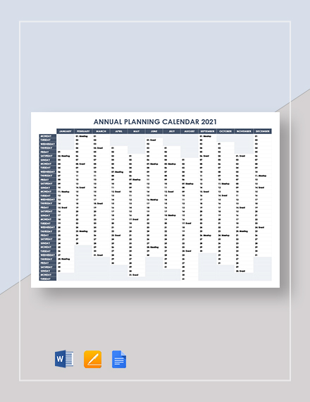 annual planning calendar