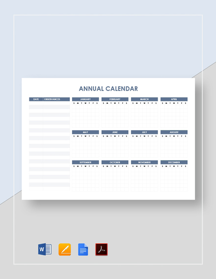 free calendar template for mac pages