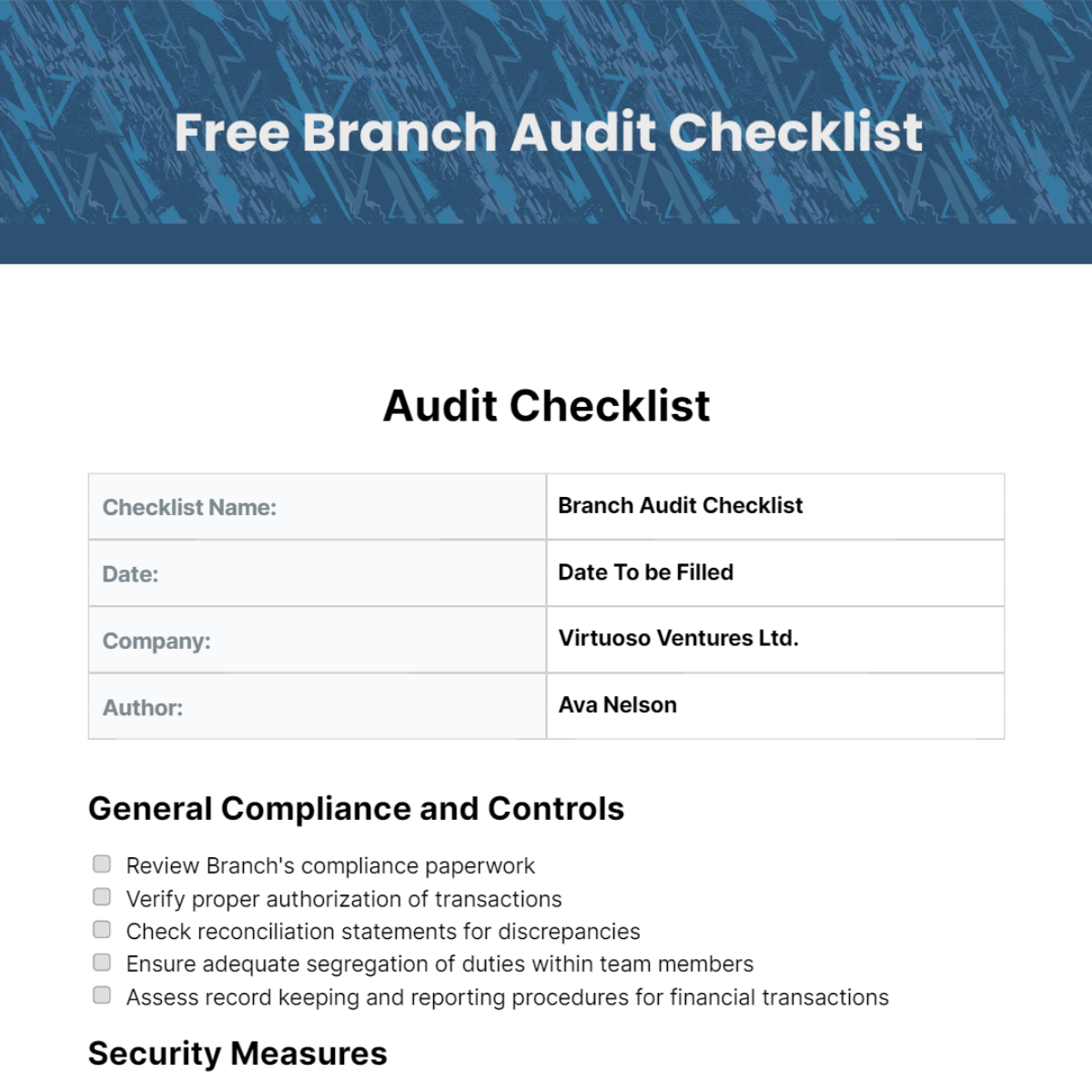 Free Audit Checklist Edit Online And Download 7224