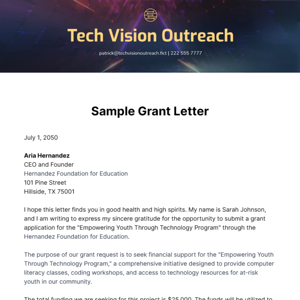 Sample Grant Letter Template