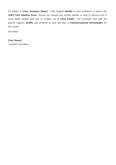 Free Grant Support Letter Template to Edit Online