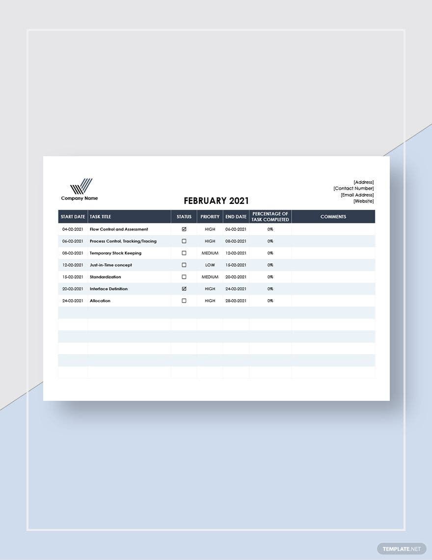 Annual Task Calendar Template in Word, Google Docs, PDF, Apple Pages