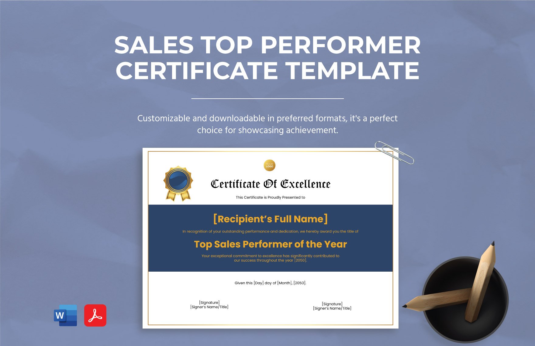 Sales Top Performer Certificate Template