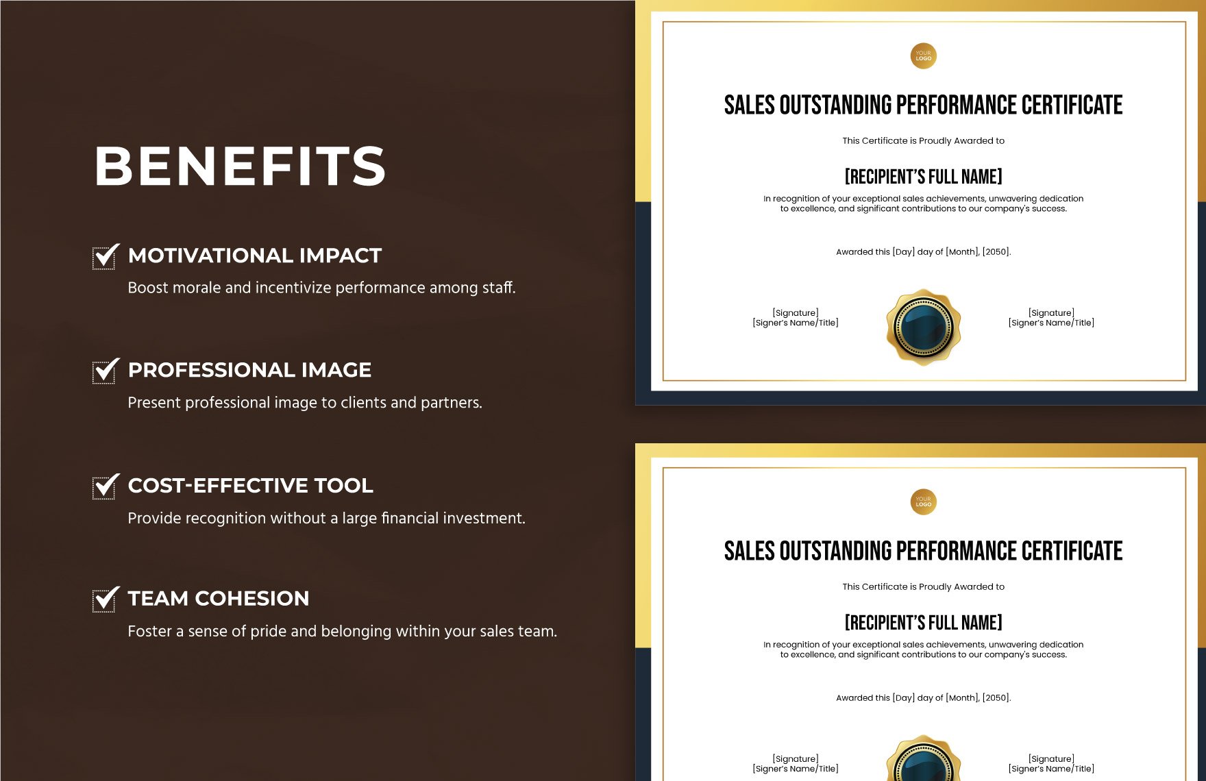 Sales Outstanding Performance Certificate Template