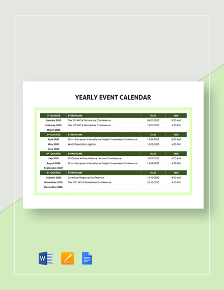 25+ Event Calendar Templates Free Samples, Examples Formats Download ...