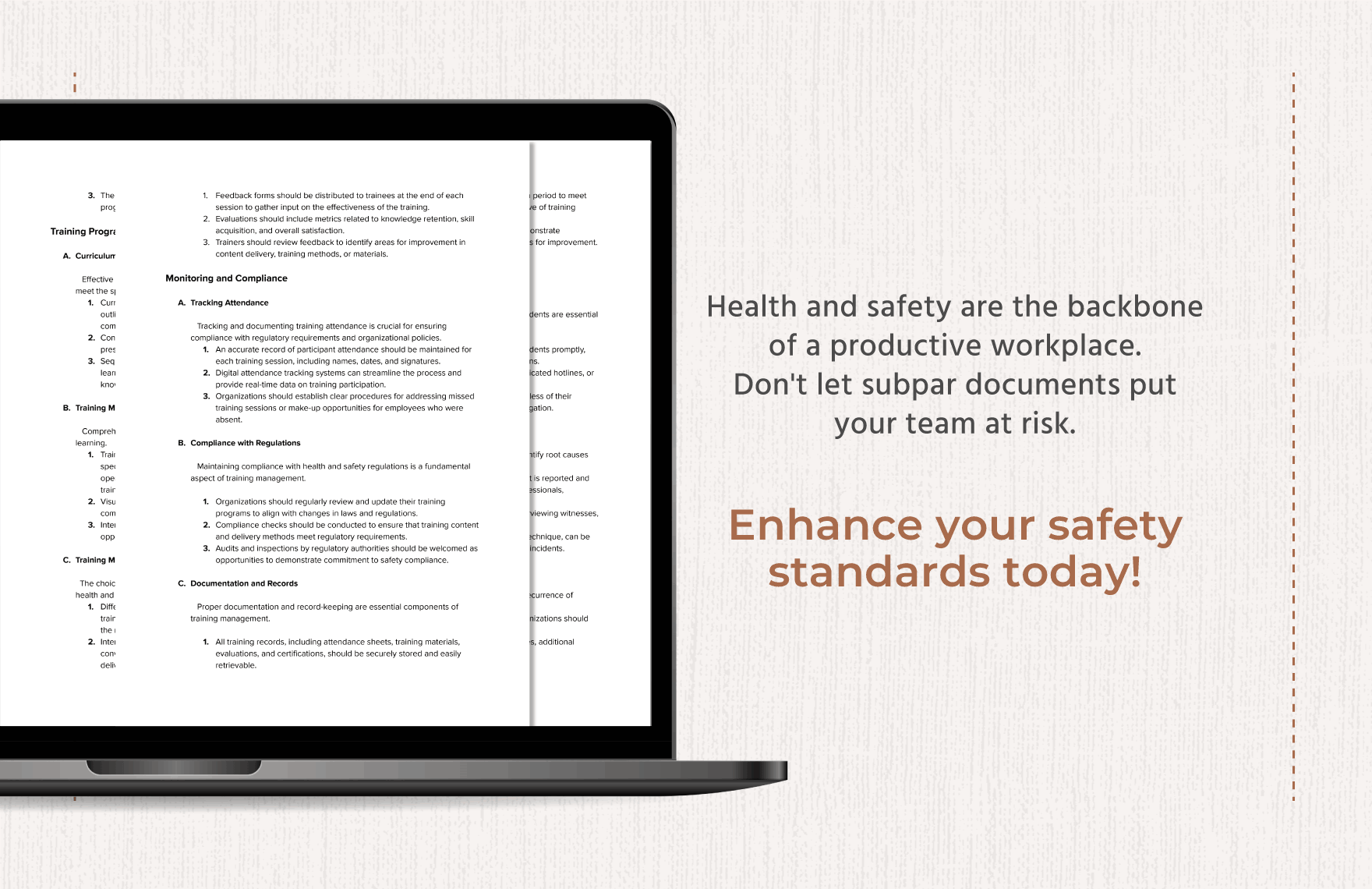 Health & Safety Training Management Journal Template