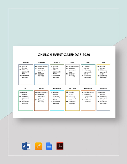 Church Event Calendar Template Google Docs Word Apple Pages PDF 