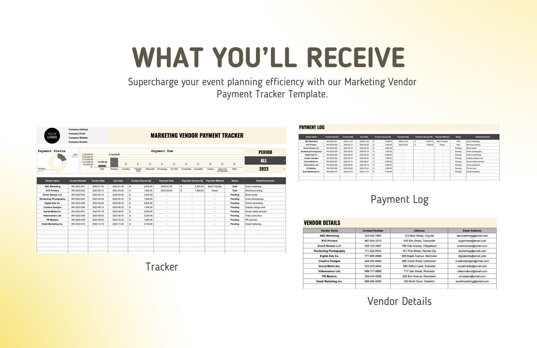 Marketing Vendor Payment Tracker Template