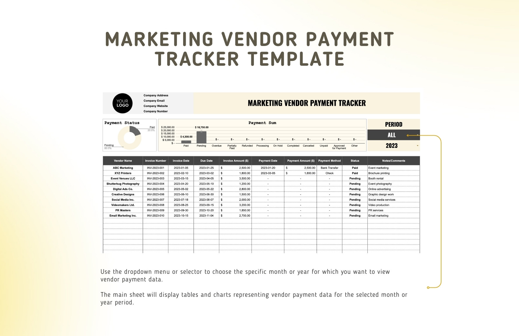 Marketing Vendor Payment Tracker Template