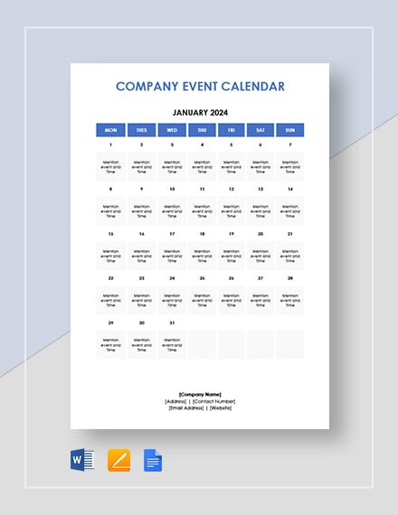 company event calendar
