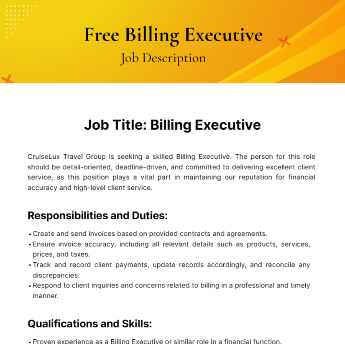 Billing Executive Job Description Template Edit Online Download 