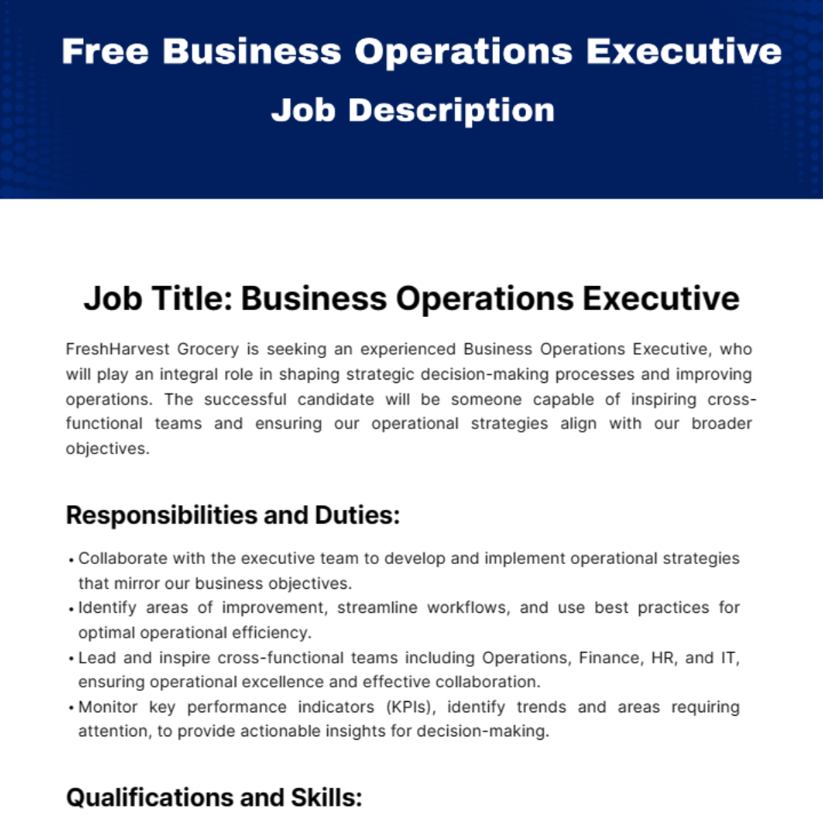 Business Operations Executive Job Description Template Edit Online 