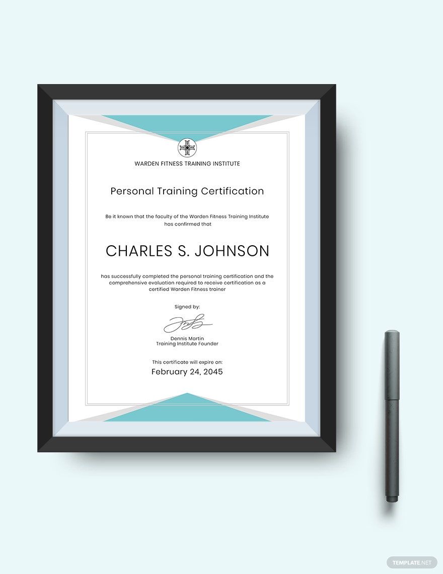 Fitness Trainer Certificate Template