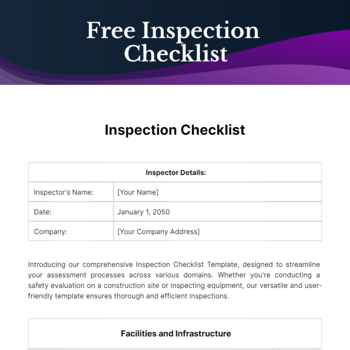 Inspection Checklist Template - Edit Online & Download