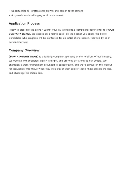Free Sales Executive Job Description Template to Edit Online