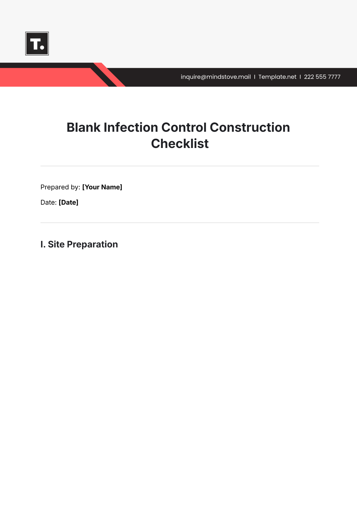 Blank Infection Control Construction Checklist Template - Edit Online & Download