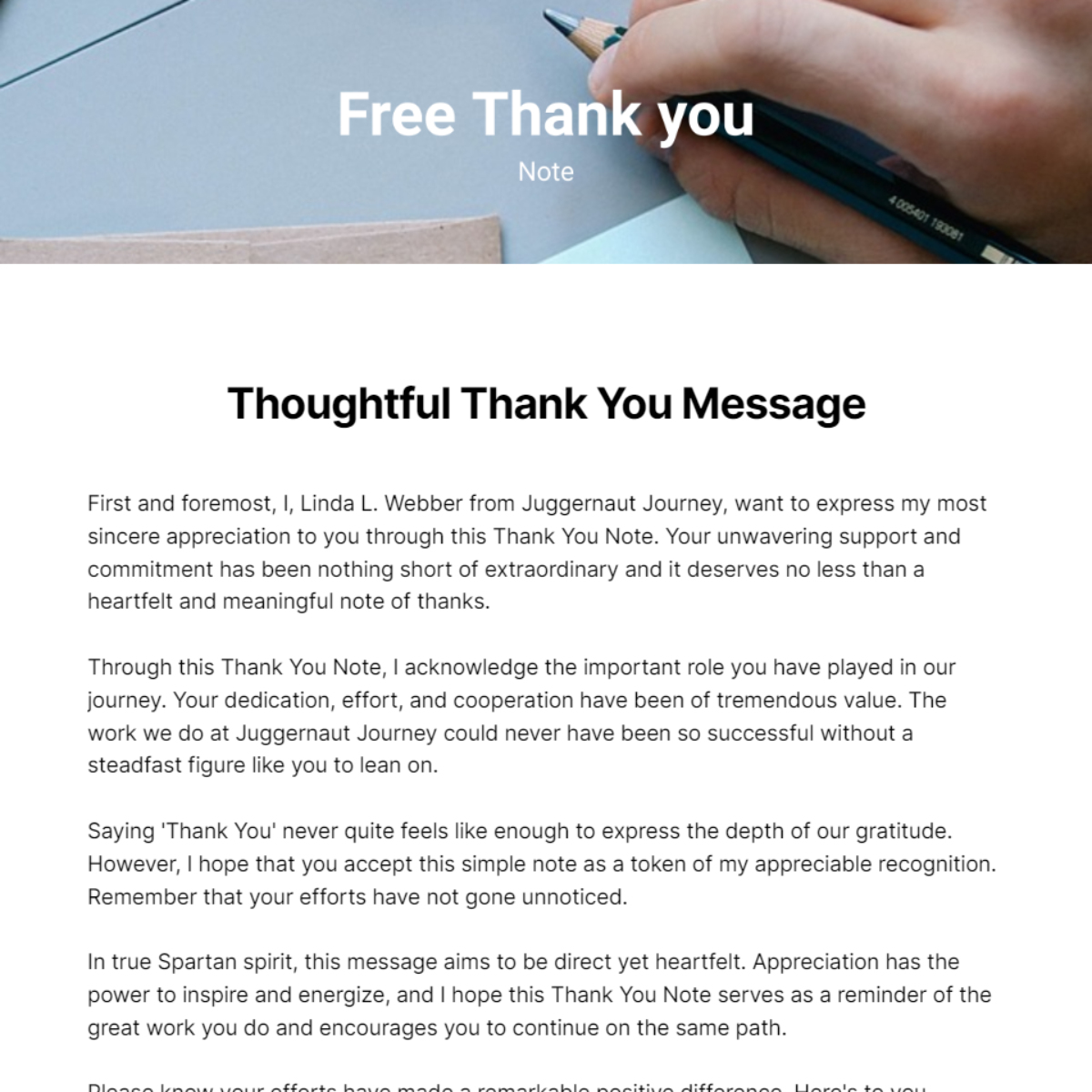Free Thank you Note Template
