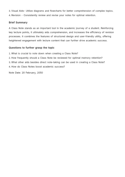 Free Class Note Template to Edit Online