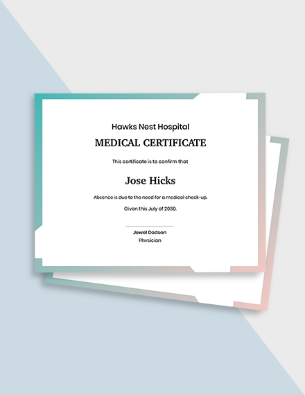 Medical Certificate Template for Absent - Google Docs, Word