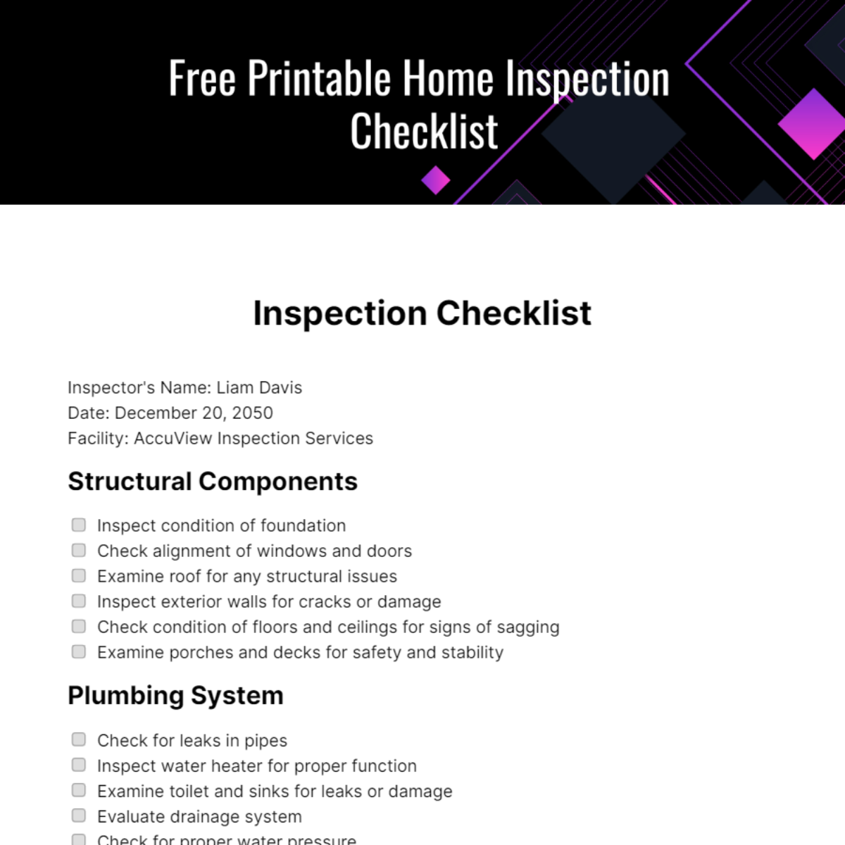 FREE Inspection Checklist Templates & Examples - Edit Online & Download ...