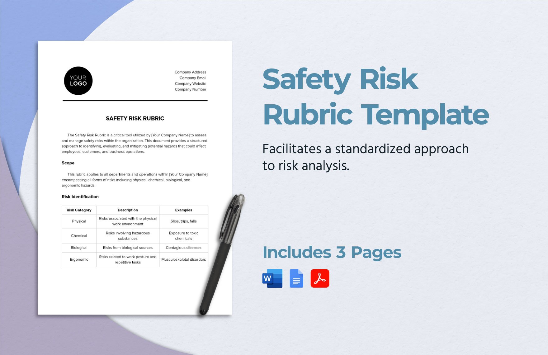 Safety Risk Rubric Template in Word, Google Docs, PDF