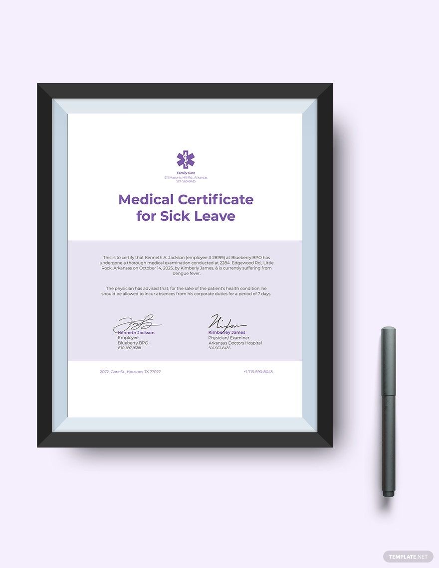 Medical Certificate Template for Leave or Extension