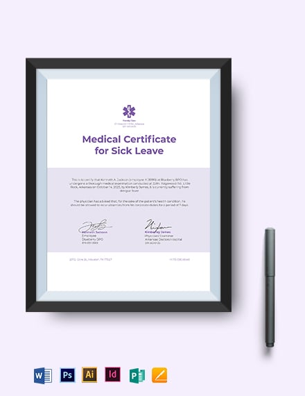 medical certificate template for leave or extension