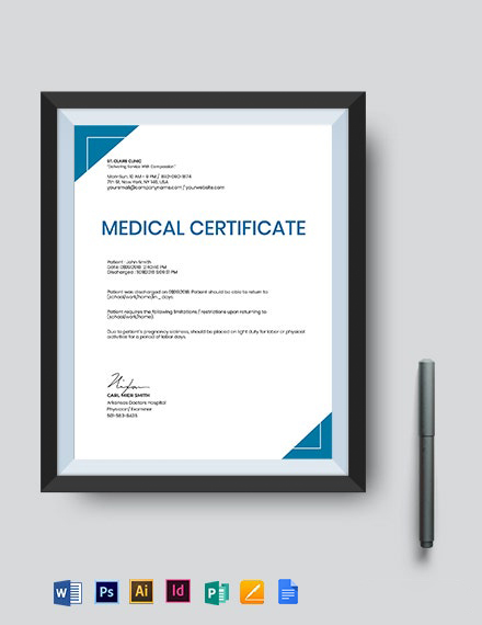 Medical Certificate Template for Pregnancy Sickness - Google Docs, Word