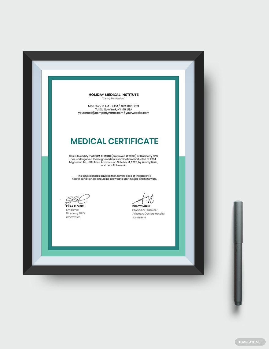 Medical Certificate Template for Work