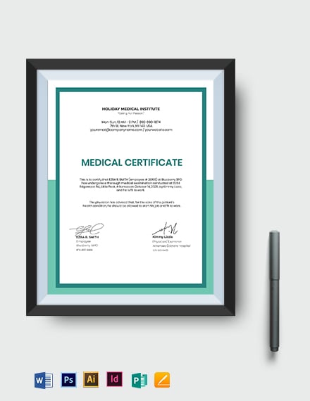 medical certificate template for work
