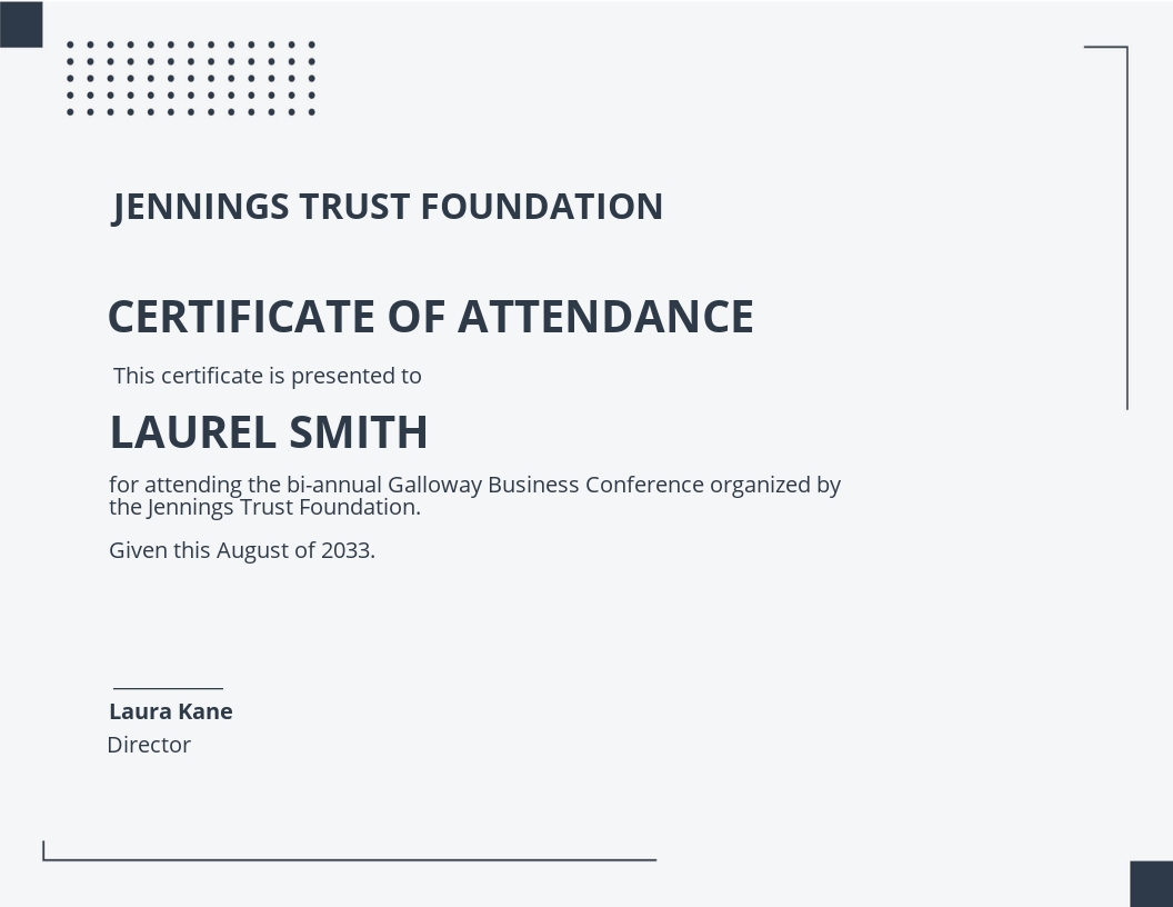 Meeting Attendance Certificate Template - Google Docs, Illustrator With Regard To Certificate Of Attendance Conference Template