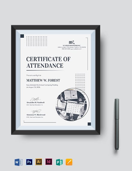 28 Attendance Certificate Templates Docs Pdf Psd 3219