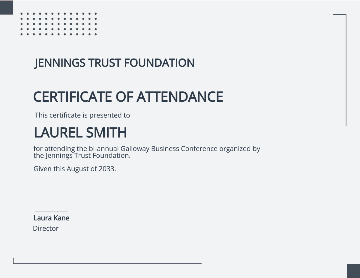 Meeting Attendance Certificate Template